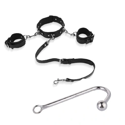 Hook with Beaded Anal Cuffs Collar Elegant 5334 and 0716